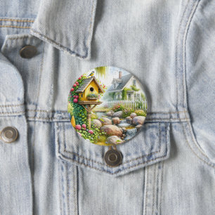 Macaron Rond 7,6 Cm Jardin de cottage fantaisiste Niche à oiseaux Ruis