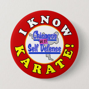 Macaron Rond 7,6 Cm "JE CONNAIS KARATE !" Larry Appleton Parfait pour