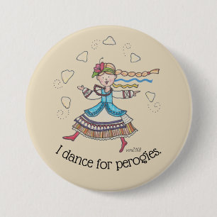 Macaron Rond 7,6 Cm Je danse pour Perogies, Pierogies, Ukrainien