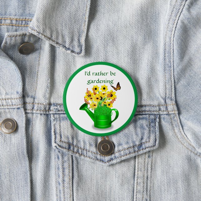 Macaron Rond 7,6 Cm Je préférerais être jardinage / Fleur (En situation)