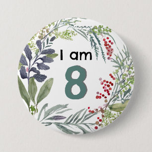Macaron Rond 7,6 Cm Je Suis 8 Élégants Plantes Botaniques Anniversaire