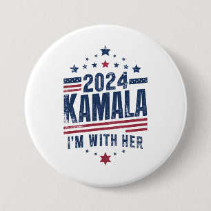 Macaron Rond 7,6 Cm Je suis avec elle Kamala Votez pour 2024 Kamala-Ha
