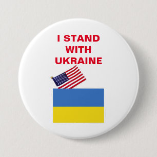 MACARON ROND 7,6 CM JE SUIS AVEC LE BOUTON UKRAINE