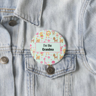 Macaron Rond 7,6 Cm Je suis la petite Motif animale de grand-mère