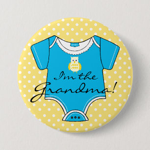 Macaron Rond 7,6 Cm Je suis le baby shower jaune et bleu de