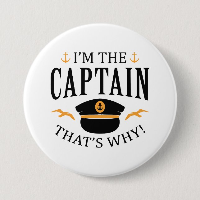 Macaron Rond 7,6 Cm Je suis le capitaine (Devant)
