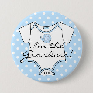 Macaron Rond 7,6 Cm Je suis l'éléphant de bleu de grand-maman