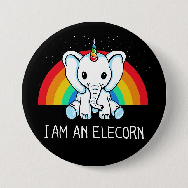 Macaron Rond 7,6 Cm Je suis un Elecorn (Devant)