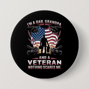 Macaron Rond 7,6 Cm Je suis un grand-père papa et vétéran de la Fête d