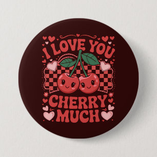 Macaron Rond 7,6 Cm Je t'aime beaucoup Cherry Groovy Mignon Fruit Sain