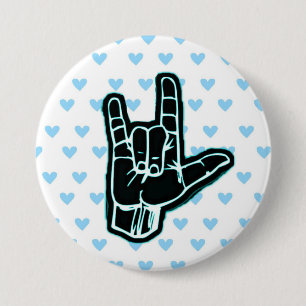 Macaron Rond 7,6 Cm Je t'aime (main ASL)