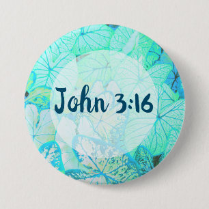 Macaron Rond 7,6 Cm Jean 3:16 Bouton de la plume de la Bible