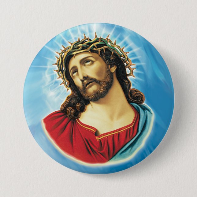 Macaron Rond 7,6 Cm Jésus (Devant)