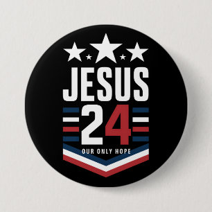 Macaron Rond 7,6 Cm Jésus Christ 2024 Président Élection USA Politique