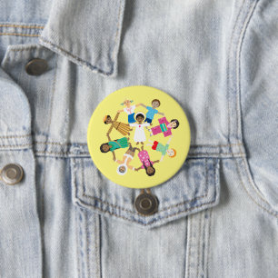 Macaron Rond 7,6 Cm Jésus et les enfants du monde