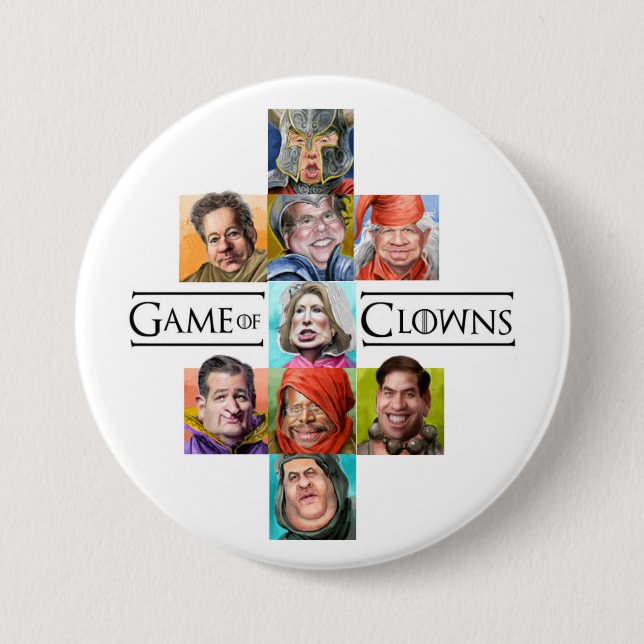 Macaron Rond 7,6 Cm Jeu de clowns (Devant)