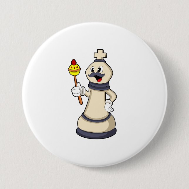 Macaron Rond 7,6 Cm Jeu d'échecs King à Chess.PNG (Devant)