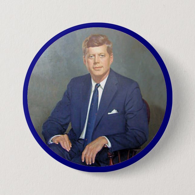 Macaron Rond 7,6 Cm JFK pour toujours (Devant)