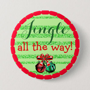 Macaron Rond 7,6 Cm Jingle tout le chemin Bouton de Noël