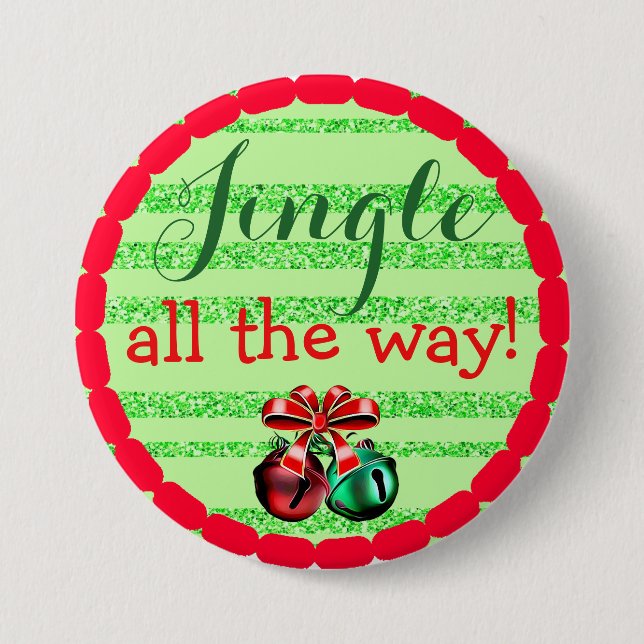 Macaron Rond 7,6 Cm Jingle tout le chemin Bouton de Noël (Devant)