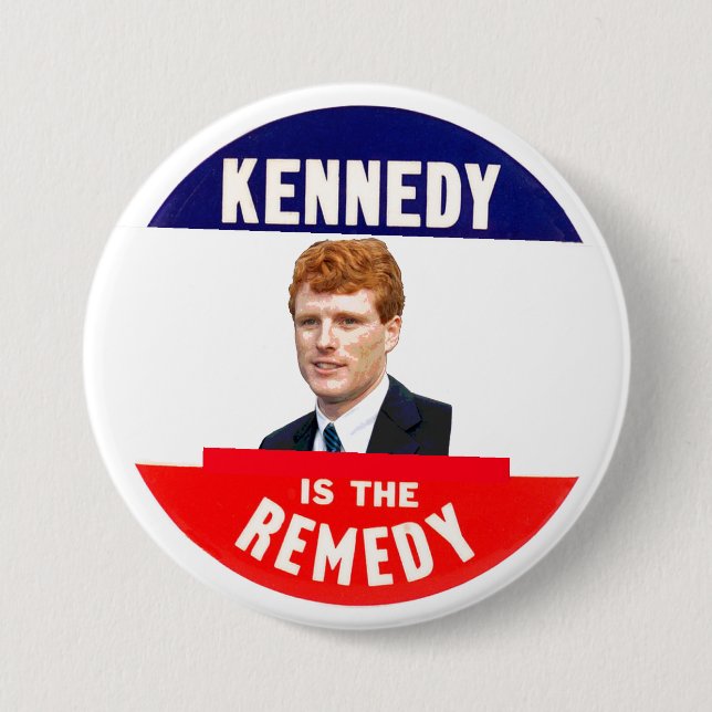 Macaron Rond 7,6 Cm (Joe) Kennedy Est Le Remède (Devant)