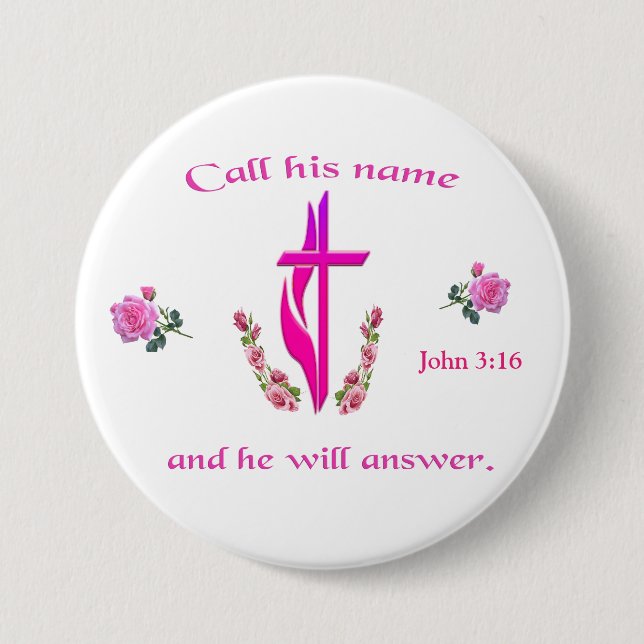 Macaron Rond 7,6 Cm John 3:16 (Devant)