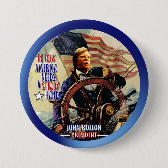 Macaron Rond 7,6 Cm John Bolton pour le président 2016 (Devant)