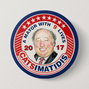 Macaron Rond 7,6 Cm John Catsimatidis pour le maire 2017 de NYC
