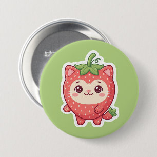 Macaron Rond 7,6 Cm Joli Bouton Kawaii Chat Fraise