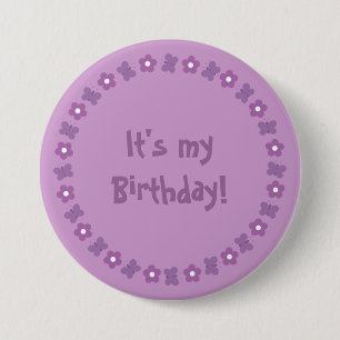 Macaron Rond 7,6 Cm Joli bouton lilas d'anniversaire de fleurs et de