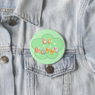 Macaron Rond 7,6 Cm Joli Bouton Soyez Heureux