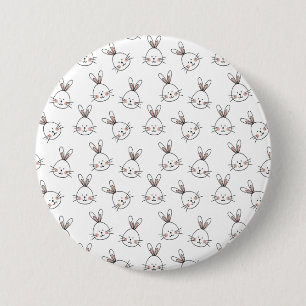 Macaron Rond 7,6 Cm Joli Motif lapin blanc de Pâques