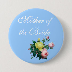 Macaron Rond 7,6 Cm joli rose et jaune fleurs rose bouton mariage