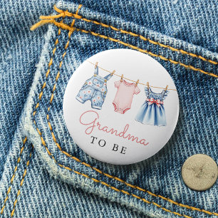 Macaron Rond 7,6 Cm Jolie Denim Blue Jean Girl Grand-mère à être