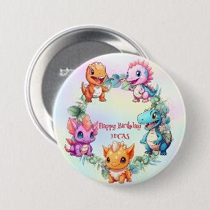 Macaron Rond 7,6 Cm Jolie dinosaure jungle École enfant fête d'anniver