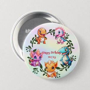 Macaron Rond 7,6 Cm Jolie dinosaure jungle École enfant fête d'anniver