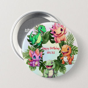 Macaron Rond 7,6 Cm Jolie dinosaure jungle École enfant fête d'anniver