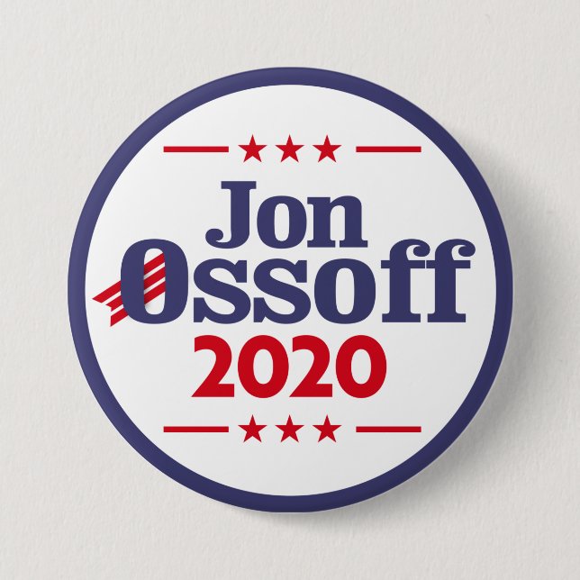 Macaron Rond 7,6 Cm Jon Ossoff 2020 (Devant)