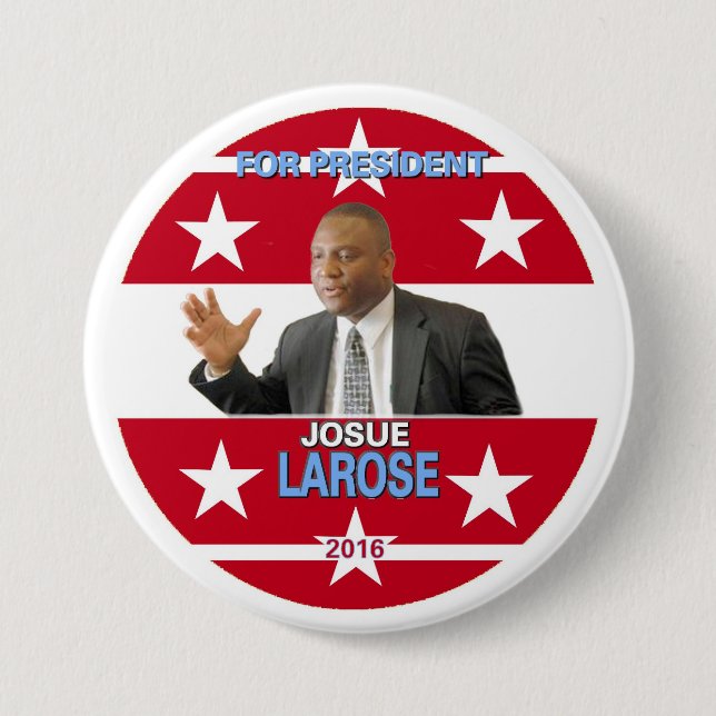 Macaron Rond 7,6 Cm Josue Larose pour le président 2016 (Devant)