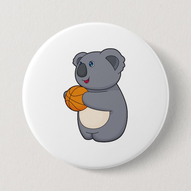 Macaron Rond 7,6 Cm Joueur de basket-ball de Koala (Devant)