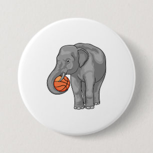 Macaron Rond 7,6 Cm Joueur de basket-ball éléphant