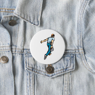 Macaron Rond 7,6 Cm Joueur de bowling rétro lançant la boule