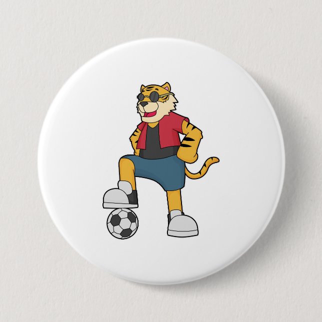 Macaron Rond 7,6 Cm Joueur de football de Tiger (Devant)