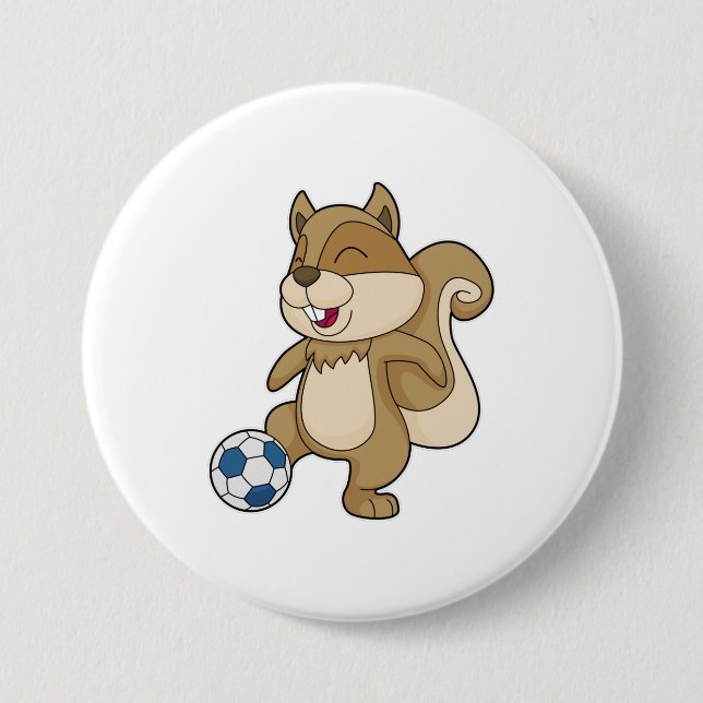 Macaron Rond 7,6 Cm Joueur de football d'écureuil (Devant)