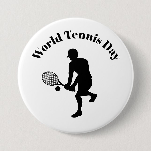Macaron Rond 7,6 Cm Joueur de tennis masculin Silhouette Tennis Button (Devant)
