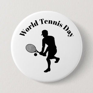 Macaron Rond 7,6 Cm Joueur de tennis masculin Silhouette Tennis Button