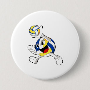 Macaron Rond 7,6 Cm Joueur de volley-ball avec volley-ball