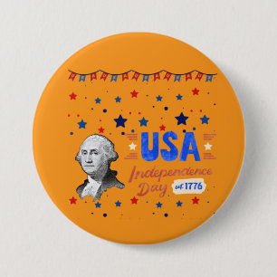 Macaron Rond 7,6 Cm Jour de l'indépendance des États-Unis orange