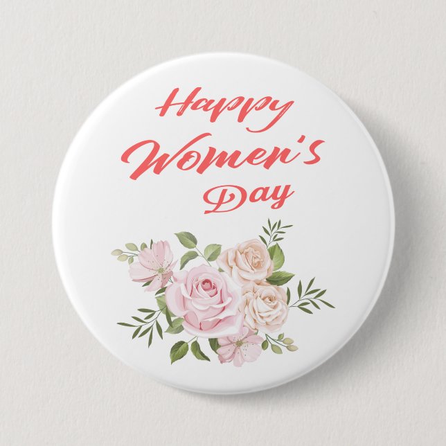 Macaron Rond 7,6 Cm jour des femmes heureux blanc (Devant)