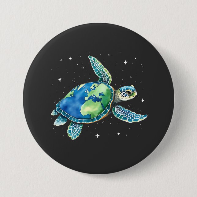Macaron Rond 7,6 Cm Jour des terres de la tortue marine 2025 Animaux m (Devant)